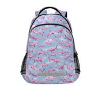 Kcldeci Kids Backpack for Girls Boys Pink Sharks Blue School Backpacks Elementary Bookbags School Book Bag Travel Daypack