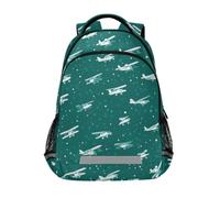 Kcldeci Kids Backpack for Girls Boys Planes on Green Blue School Backpacks Elementary Bookbags School Book Bag Travel Daypack