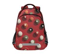 Kcldeci Kids Backpack for Girls Boys Pool Snooker Ball on Red School Backpacks Elementary Bookbags School Book Bag Travel Daypack