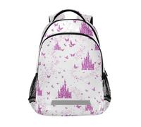 Kcldeci Kids Backpack for Girls Boys Princess Castle Butterfly1 School Backpacks Elementary Bookbags School Book Bag Travel Daypack