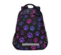 Kcldeci Kids Backpack for Girls Boys Purple Paw Prints School Backpacks Elementary Bookbags School Book Bag Travel Daypack