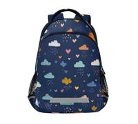 Kcldeci Kids Backpack for Girls Boys Raining Clouds and Heart School Backpacks Elementary Bookbags School Book Bag Travel Daypack