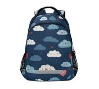 Kcldeci Kids Backpack for Girls Boys Raining Clouds and Heart1 School Backpacks Elementary Bookbags School Book Bag Travel Daypack