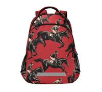 Kcldeci Kids Backpack for Girls Boys Riding Horse Competition School Backpacks Elementary Bookbags School Book Bag Travel Daypack