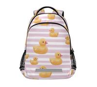 Kcldeci Kids Backpack for Girls Boys Rubber Ducky Stripe School Backpacks Elementary Bookbags School Book Bag Travel Daypack