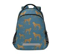 Kcldeci Kids Backpack for Girls Boys Safari Cheetah on Blue School Backpacks Elementary Bookbags School Book Bag Travel Daypack