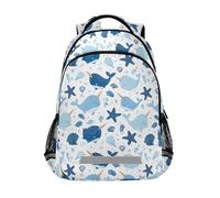 Kcldeci Kids Backpack for Girls Boys Seashells Blue Narwhals School Backpacks Elementary Bookbags School Book Bag Travel Daypack