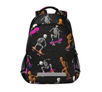 Kcldeci Kids Backpack for Girls Boys Skeleton on Skateboard 1 School Backpacks Elementary Bookbags School Book Bag Travel Daypack