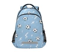 Kcldeci Kids Backpack for Girls Boys Soccer Ball and Light Bolts School Backpacks Elementary Bookbags School Book Bag Travel Daypack