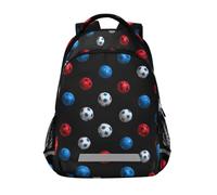 Kcldeci Kids Backpack for Girls Boys Soccer Ball on Black School Backpacks Elementary Bookbags School Book Bag Travel Daypack