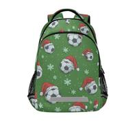 Kcldeci Kids Backpack for Girls Boys Soccer Ball Santa Hat School Backpacks Elementary Bookbags School Book Bag Travel Daypack