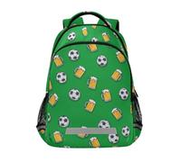 Kcldeci Kids Backpack for Girls Boys Soccer Balls and Beer Mugs School Backpacks Elementary Bookbags School Book Bag Travel Daypack