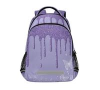 Kcldeci Kids Backpack for Girls Boys Sparkling Purple Glitter Drip School Backpacks Elementary Bookbags School Book Bag Travel Daypack