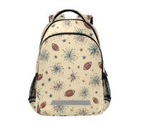 Kcldeci Kids Backpack for Girls Boys Star Bow Football Firework School Backpacks Elementary Bookbags School Book Bag Travel Daypack