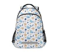 Kcldeci Kids Backpack for Girls Boys Starfish Seashells Narwhals School Backpacks Elementary Bookbags School Book Bag Travel Daypack