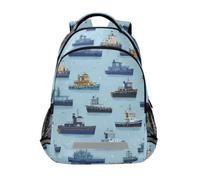 Kcldeci Kids Backpack for Girls Boys Tug Boat Blue2 School Backpacks Elementary Bookbags School Book Bag Travel Daypack