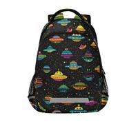 Kcldeci Kids Backpack for Girls Boys Ufo Aliens Spaceships School Backpacks Elementary Bookbags School Book Bag Travel Daypack