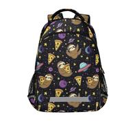 Kcldeci Kids Backpack for Girls Boys Ufo Sloth Pizza School Backpacks Elementary Bookbags School Book Bag Travel Daypack