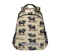 Kcldeci Kids Backpack for Girls Boys Vintage Buffalo Cows School Backpacks Elementary Bookbags School Book Bag Travel Daypack