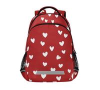 Kcldeci Kids Backpack for Girls Boys White Heart on Red1 School Backpacks Elementary Bookbags School Book Bag Travel Daypack