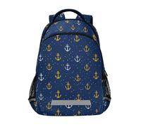 Kcldeci Kids Backpack for Girls Boys White Yellow Anchor School Backpacks Elementary Bookbags School Book Bag Travel Daypack