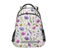 Kcldeci Kids Backpack for Girls Boys Wildflowers Butterflies and Bees School Backpacks Elementary Bookbags School Book Bag Travel Daypack