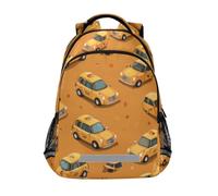 Kcldeci Kids Backpack for Girls Boys Yellow Cab Taxi on Orange School Backpacks Elementary Bookbags School Book Bag Travel Daypack