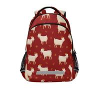 Kcldeci Kids Backpack for Girls Boys Yellow Goat on Dard Red School Backpacks Elementary Bookbags School Book Bag Travel Daypack