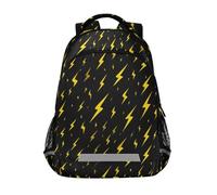 Kcldeci Kids Backpack for Girls Boys Yellow Lightning Bolts School Backpacks Elementary Bookbags School Book Bag Travel Daypack