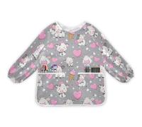 Kcldeci Kids Toddlers Art Smock,Cow Hearts Boys Girls Painting Apron Waterproof Children Artist Smock with Long Sleeve with Pockets M
