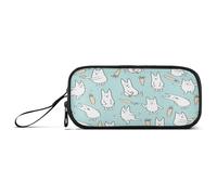 Kcldeci Large Pencil Case,Rabbits and Carrots Light Blue Big Capacity Pencil Pouch Pen Bag Portable Stationery Organizer with Zipper, Cute Aesthetic School Supplies for Teen Girls Boy College