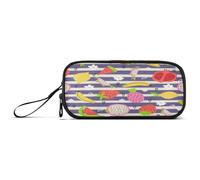 Kcldeci Large Pencil Case,Tropical Fruits Pineapples Strawberries Big Capacity Pencil Pouch Pen Bag Portable Stationery Organizer with Zipper, Cute Aesthetic School Supplies For Teen Girls Boy College
