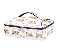 Kcldeci Leopard Faces Hearts Insulated Thermal Food Carrier Insulated Casserole Carrier for Hot or Cold Food, Insulated Tote Bag for Potluck Cookouts Parties Picnic,Lasagna Lugger