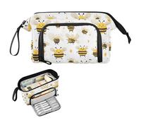 Kcldeci Little Bee in The Flower Garden Pencil Case for Boys Girls, Adult Big Pencil Bag with Zipper, Teens Large Storage Pencil Box for School Office
