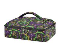Kcldeci Mardi Gras Neon Outline Fleur De Lis Insulated Thermal Food Carrier Insulated Casserole Carrier for Hot or Cold Food, Insulated Tote Bag for Potluck Cookouts Parties Picnic,Lasagna Lugger