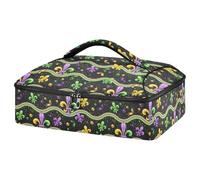 Kcldeci Mardi Gras Wavy Stripes Insulated Thermal Food Carrier Insulated Casserole Carrier for Hot or Cold Food, Insulated Tote Bag for Potluck Cookouts Parties Picnic,Lasagna Lugger