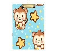 Kcldeci Monkey Yellow Stars Acrylic Clipboard A4 Size Clipboards for Classroom Nursing Clip Board Hardboard for Office Supplies, School Gold 12x9in
