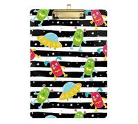 Kcldeci Monsters Cartoon Style Acrylic Clipboards Standard Letter A4 Size Clipboards for Classroom, Teacher Women Clip Board Office School Supplies Gold 12x9in