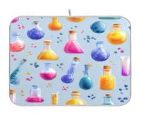 Kcldeci Multicolor Chemistry Dish Drying Mat,Absorbent Dish Drainer Kitchen Counter Dish Drying Pad for Countertops,Sinks,Draining Racks 16x18in