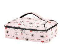 Kcldeci Open Closed Eyes Lips Hearts Insulated Thermal Food Carrier Insulated Casserole Carrier for Hot or Cold Food, Insulated Tote Bag for Potluck Cookouts Parties Picnic,Lasagna Lugger