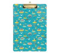 Kcldeci Palm Trees Boats and Surf Buses Acrylic Clipboards Standard Letter A4 Size Clipboards for Classroom, Teacher Women Clip Board Office School Supplies Silver 12x9in