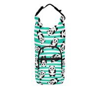 Kcldeci Panda Bear Stripes Insulated Water Bottle Carrier Bag, Sling Bag Sleeve Pouch Holder with Strap for Travelling, Hiking, Camping
