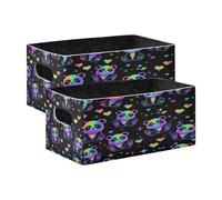 Kcldeci Pandas Rainbow 2 Pack Storage Baskets for Organizing,Sturdy Foldable Storage Bins Organizer for Shelves Closet Nursery