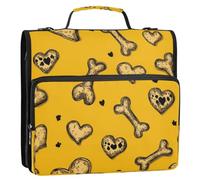 Kcldeci Paw Heart Bone1 3 Ring 2 Inch Zipper Binder,500 Sheet Organizer Binder Bag with Shoulder Strap Expanding Files for School and Office