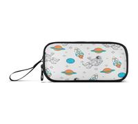 Kcldeci Pencil Case, Cartoon Space Rockets Planets and Stars Big Pencil Pouch Pen Case Stationery Office Travel Makeup Organizer for Adults Women Men