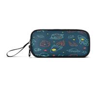 Kcldeci Pencil Case, Cartoon Space Rockets Planets Stars Big Pencil Pouch Pen Case Stationery Office Travel Makeup Organizer for Adults Women Men