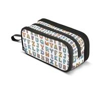 Kcldeci Pencil Case Pen Pouch, Large Pencil Bag with Zipper, 26 Letters Alphabet Stationery Storage and Organizer, School Supplies for Teen and Adult Boys Girls