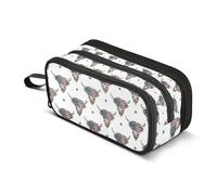 Kcldeci Pencil Case Pen Pouch, Large Pencil Bag with Zipper, American Flag Highland Cow Stationery Storage and Organizer, School Supplies for Teen and Adult Boys Girls