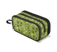 Kcldeci Pencil Case Pen Pouch, Large Pencil Bag with Zipper, Black Planes Green Stationery Storage and Organizer, School Supplies for Teen and Adult Boys Girls