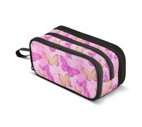 Kcldeci Pencil Case Pen Pouch, Large Pencil Bag with Zipper, Butterflies Sparkling Glitter Stationery Storage and Organizer, School Supplies for Teen and Adult Boys Girls